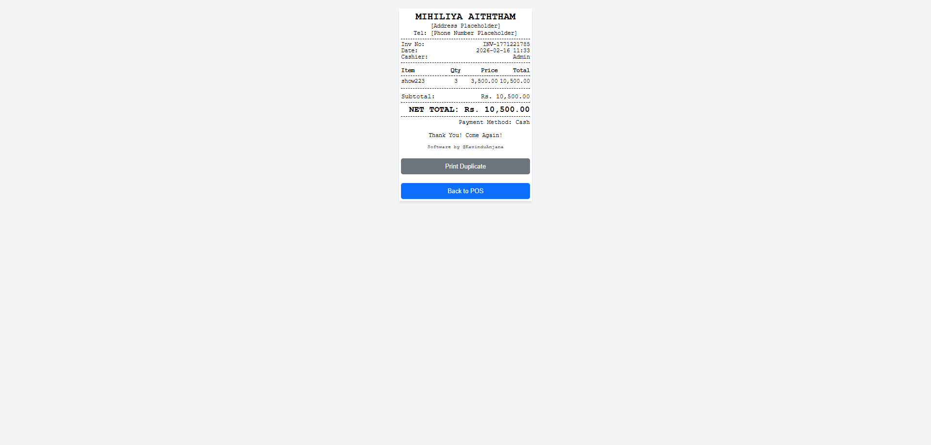 Mihiliya POS - Inventory & Sales Management System