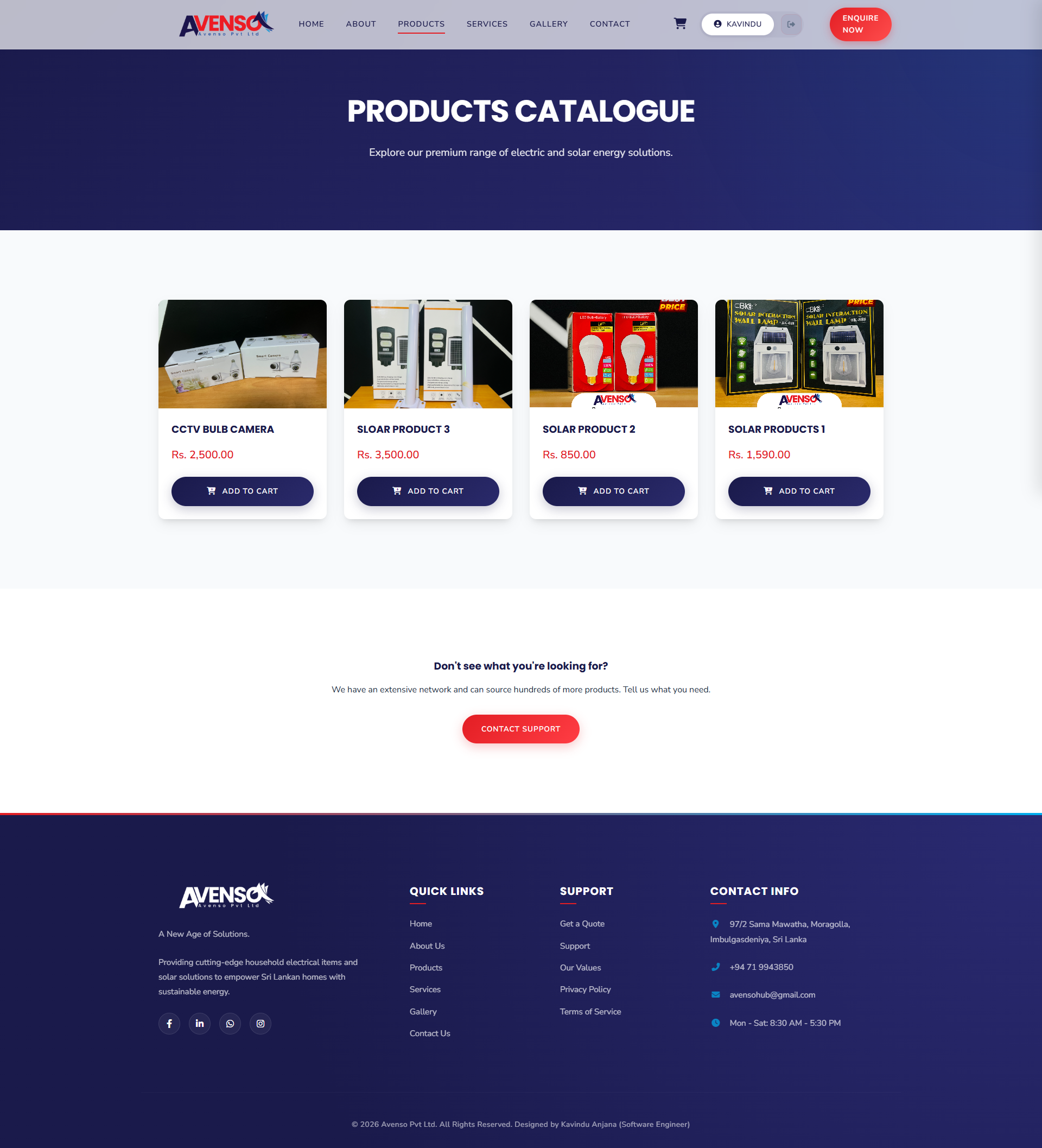 Avenso Pvt Ltd Website