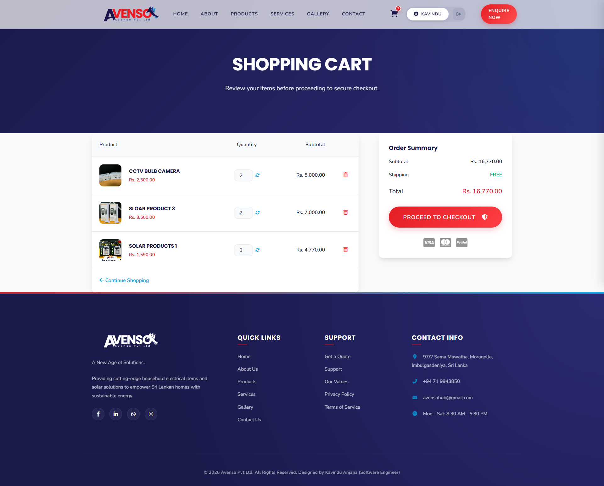 Avenso Pvt Ltd Website